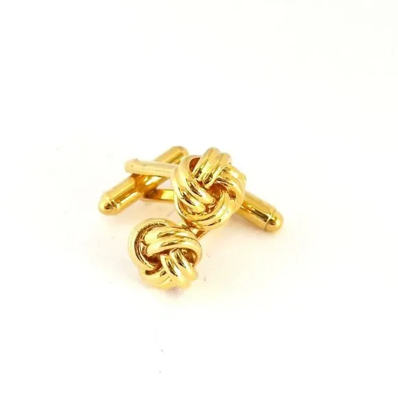 Vintage Love Knot Cuff Links Gold Tone