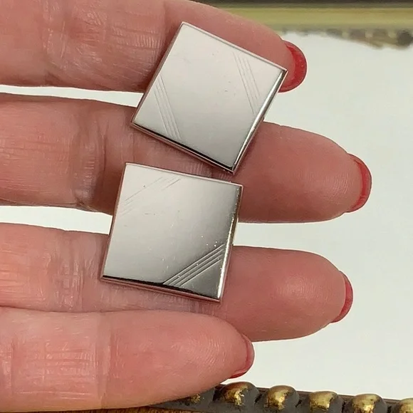 Vintage Silver SWANK Cuff Links - Silver Tone