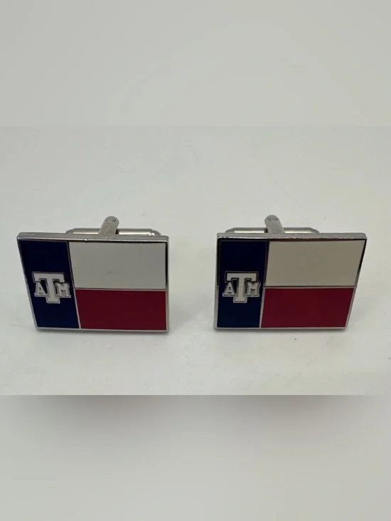 Texas A&M Cufflinks by Twelve Gauge Design Red White Blue Patriotic University