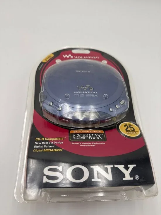 Vintage Sony Walkman D-E220 Portable CD Player ESPMAX Digital Mega Bass Blue Sea