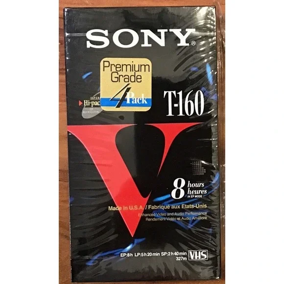 2-pack Sony 8-Hour (EP) Premium Grade T160 Blank‎ Recordable VHS Sealed Tapes