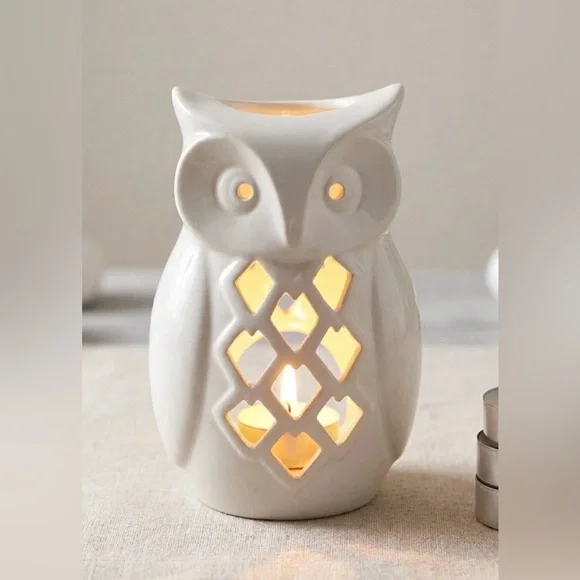 Yankee Candle White Owl Ceramic Tea Light Holder 6.5