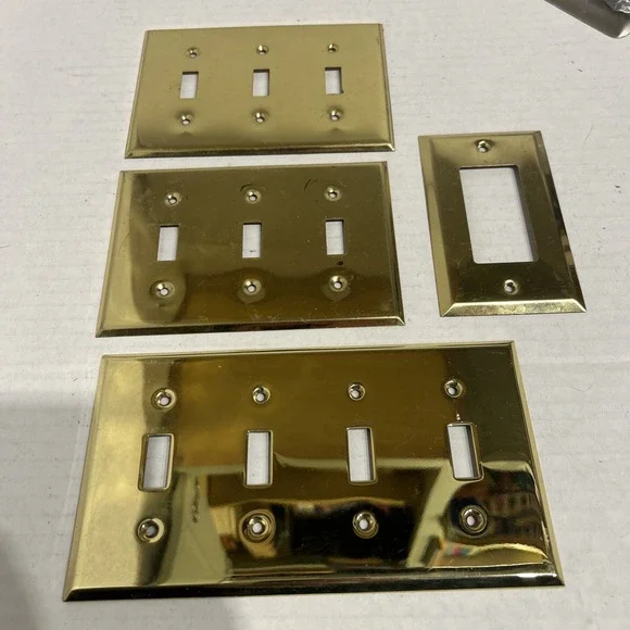 Brass Polished‎ Metal Light Switch Cover Lot Of 4 J6