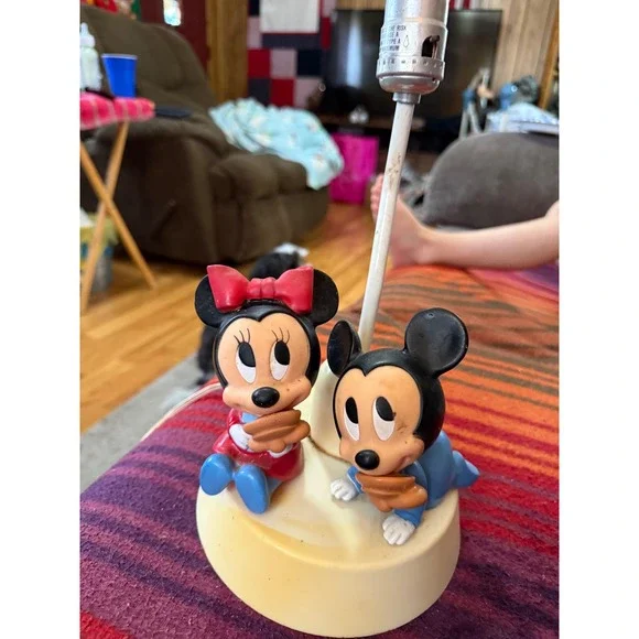Vintage Disney Mickey and Minnie Mouse Figurine Lamp Base with Night Light Parts