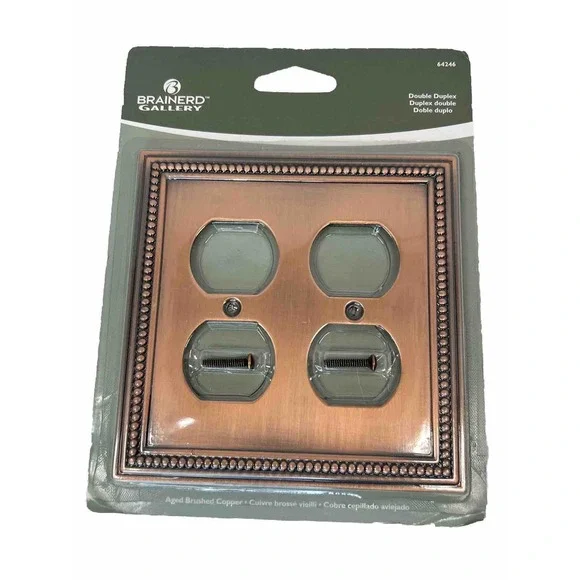 Brainerd Gallery Double Duplex Aged Brushed Copper Outlet Cover 64246