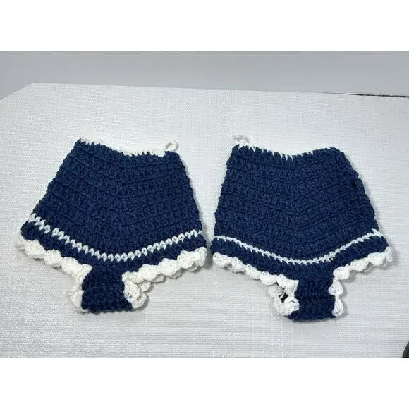 Hand Crocheted Double Thick Hot Pad Pot Holder Pair‎ VTG Granny Core Underwear