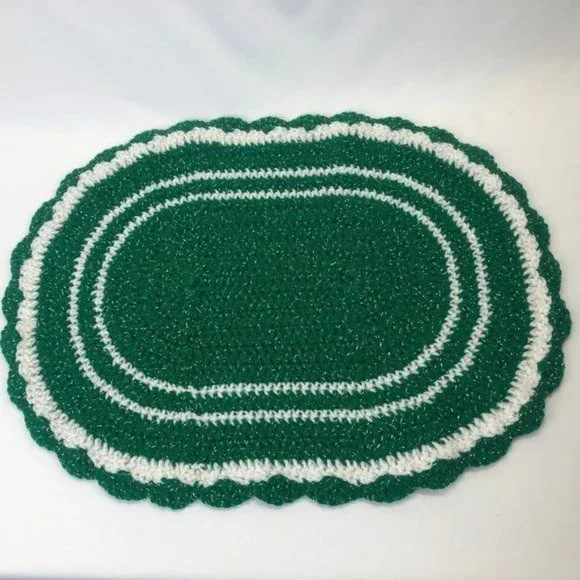 Green‎ White Knitted Classic Washable Table Mate