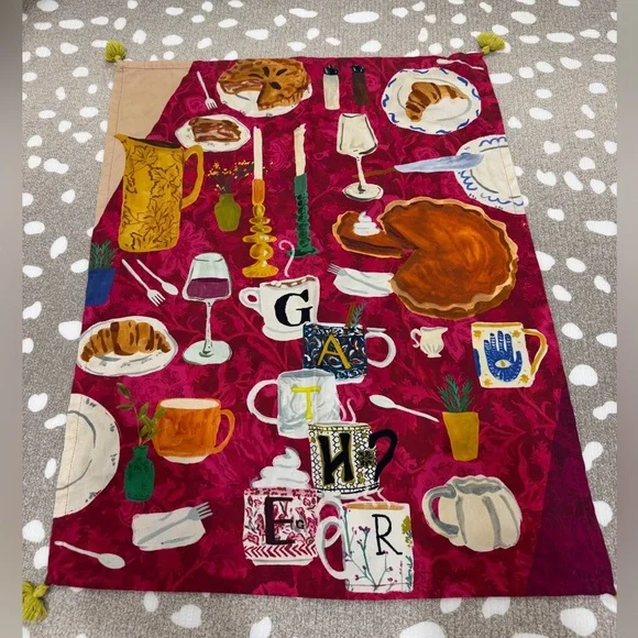 Anthropologie dish towel gather fall autumn thanksgiving tea kitchen home decor
