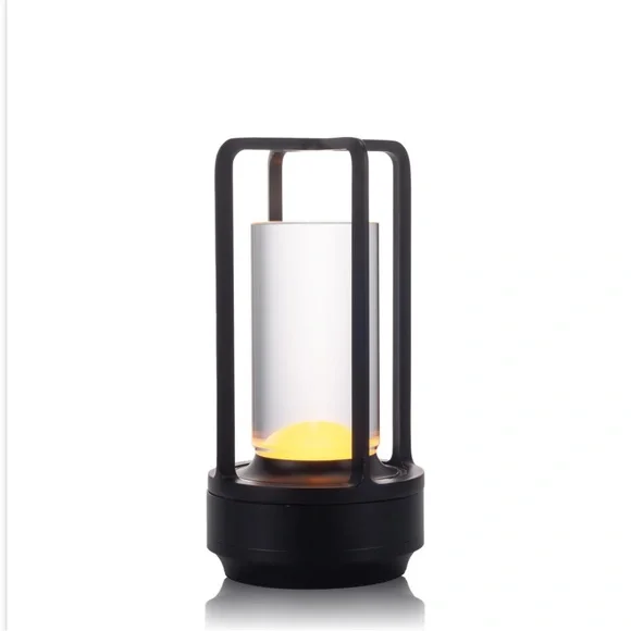 Modern Black Lantern-Cordless Rechargeable Waterproof Portable