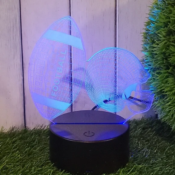 3D Football & Helmet Night Light LED color changing USB cord or battery NWT 