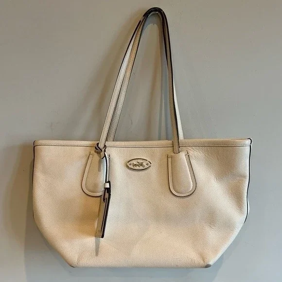 Coach Beige Leather Tote Bag