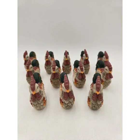 Lot Of 12 Rooster Napkin Ring Holders‎ Resin Country Chicken Bird Set