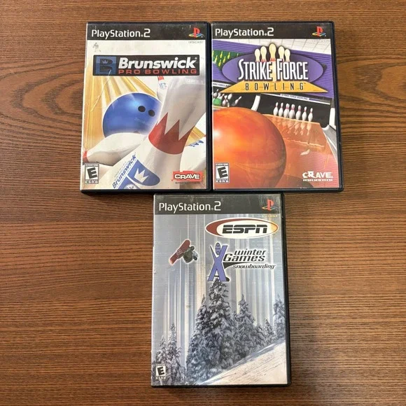 Sony PlayStation 2 Video Game Bundle PS2 3 Games Black Good‎ Sports Bowling Snow