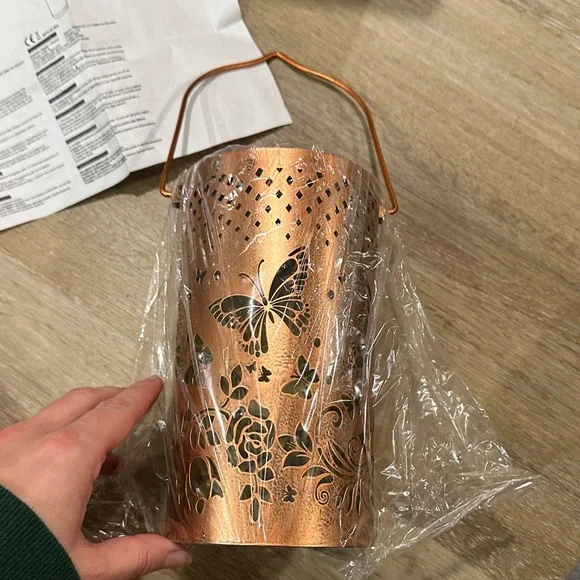 Copper Butterfly Lantern - solar lantern flowers and butterfly’s