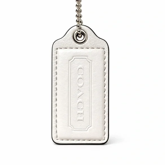 Coach 3” White - Large Hangtag Leather Keychain