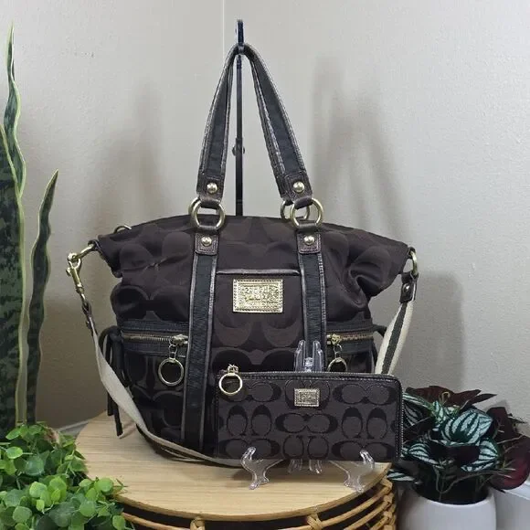 Coach Poppy Spotlight Tote and Matching Wallet