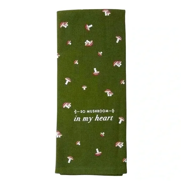 Spring Dark Green Mushrooms in My Heart Towel