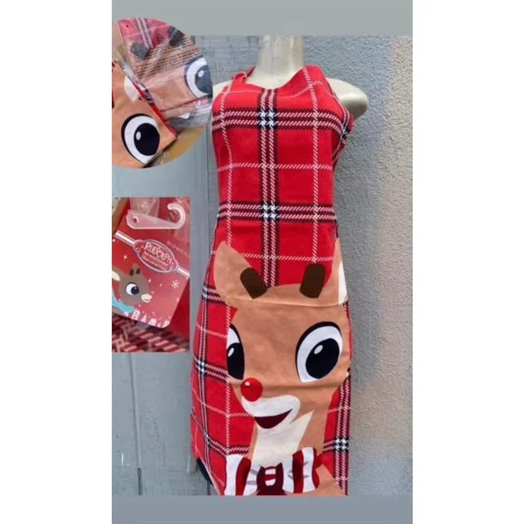 Rudolph The Red Nosed Reindeer Kitchen Christmas Cooking Apron NWT