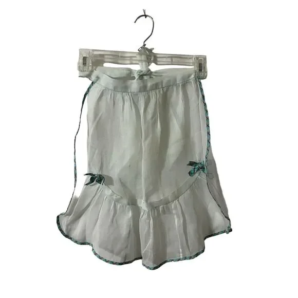 #5733 Womens Sheer VTG Light Blue Half Hostess Apron