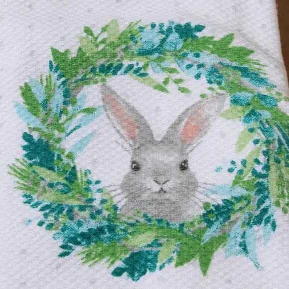 House & Garden Kitchen Towel Set 3 Pc 100% Cotton Cottage Farmhouse Bunny
