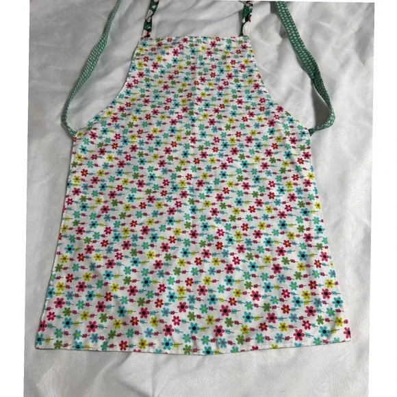 Kids Reversible Apron Penguin Floral Print Cooking‎ Baking Kitchen