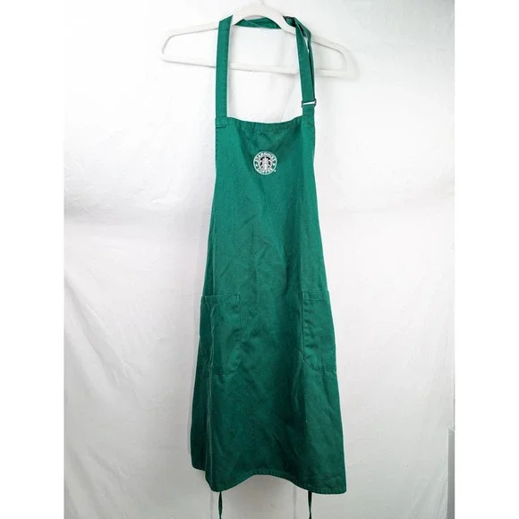 Starbucks 2008 Authentic Barista Apron Green White Pockets Coffee Logo Uniform