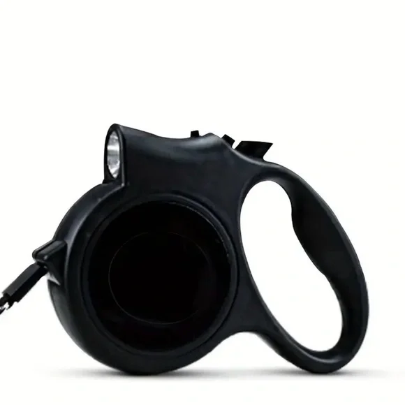 Black Retractable Dog Leash with Light, NEW