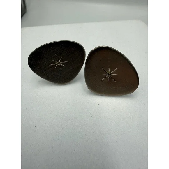 Vintage Mid Century Modern Atomic Starburst Cufflinks Silver Tone MCM Retro