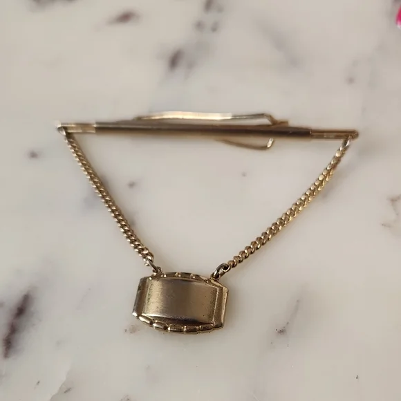 Gold-Tone Men’s Cufflink Tie Bar Set - Classic Gold Finish