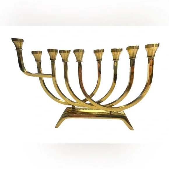 Vintage Wainberg 1970s Solid Brass 9 arm Menorah