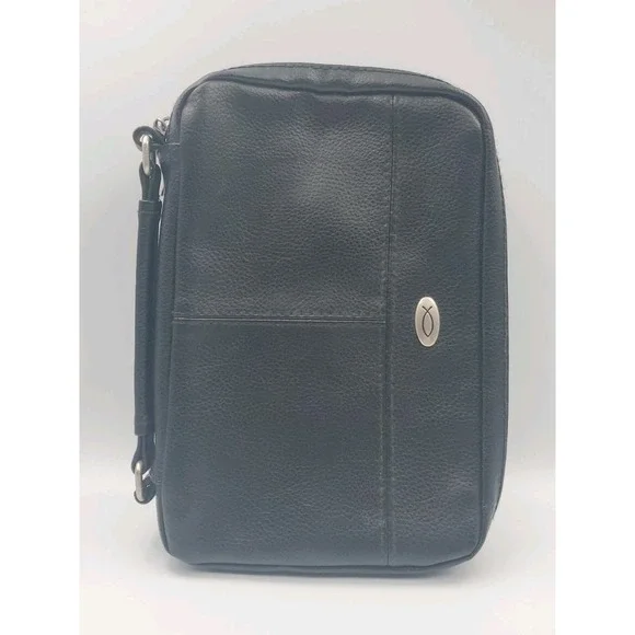 Christian Art Gifts Large Classic Bible Cover Case Black Pockets Notes