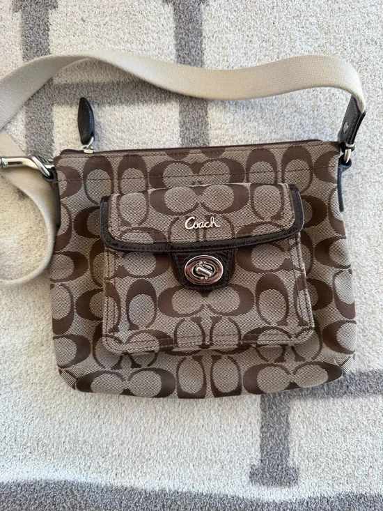 Coach Brown Signature Canvas Shoulder Bag