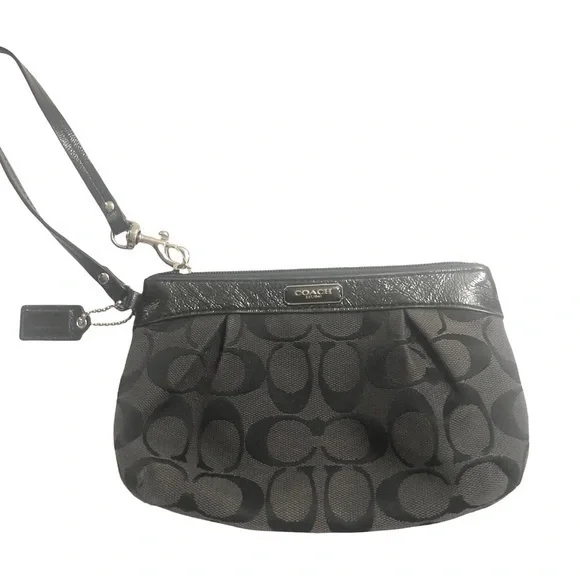 Coach black signature wristlet