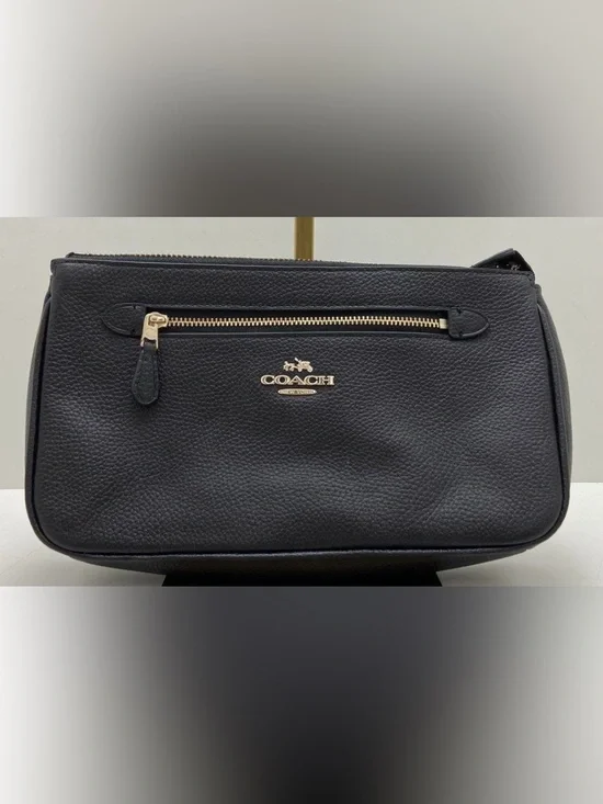 Coach Black Pebbled Leather Shoulder Bag with Gold Hardware