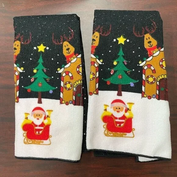 Silver One At Home Christmas Microfiber Dish Towels