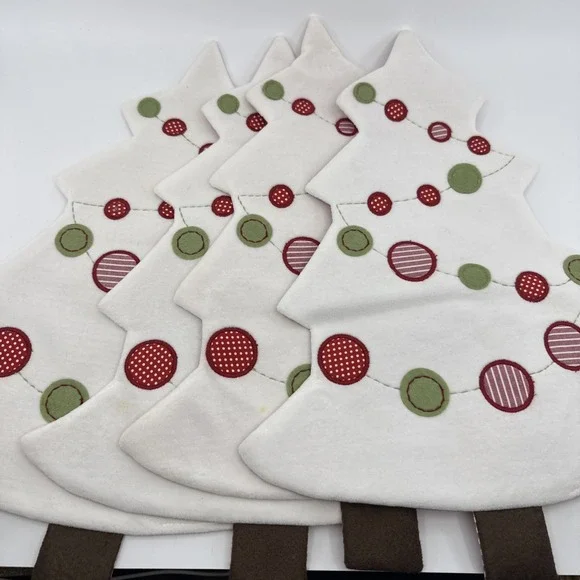 Pottery Barn Kids Christmas Tree  Placemat‎ Soft White Set Of 4 Stains