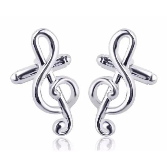 Brand New Mens Boutique Stainless Steel Music Treble Clef Cufflinks Cuff Links