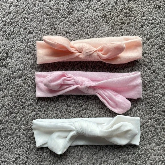 Set Of 3 Pastel Stretchy Infant Girls Bow Headbands