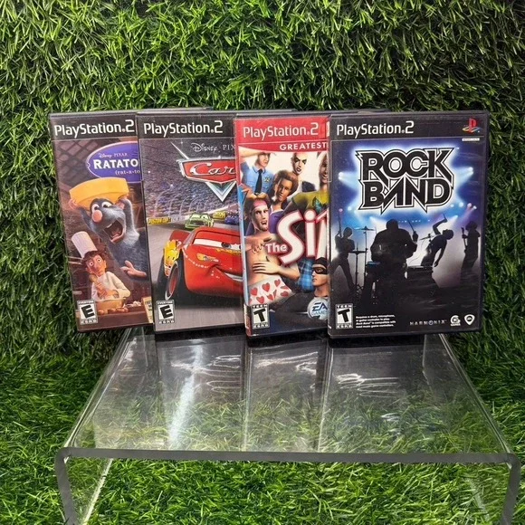 Sony PlayStation 2 Games Bundle PS2 Rock Band The Sims Cars Ratatouille Lot 4 PC
