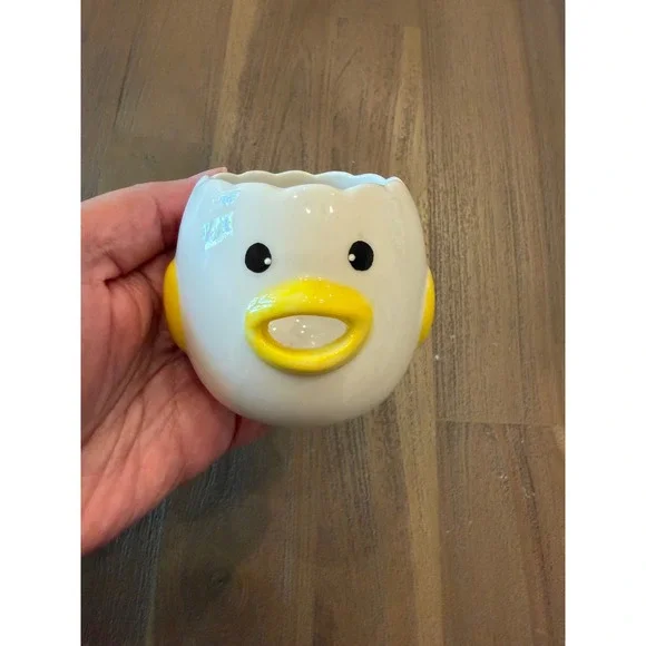 Ceramic Chick Egg White Separator Yellow White Whimsical Kitchen Tool