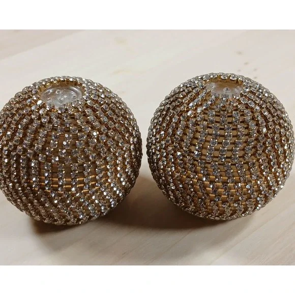 Crystal Rhinestone-Encrusted‎ Decorative Sphere Salt & Pepper Shakers