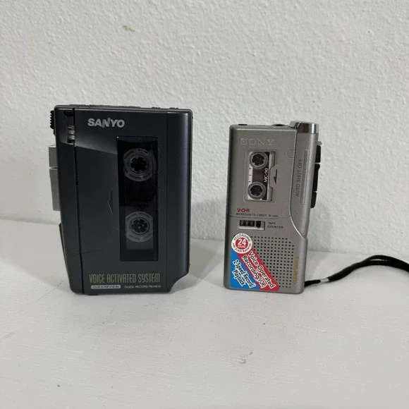 Sony and Sanyo Microcassette & Tape Recorder‎ Lot Of 2