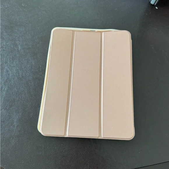 Light Pink Tri-Fold Tablet Cover with Leather-Like Texture