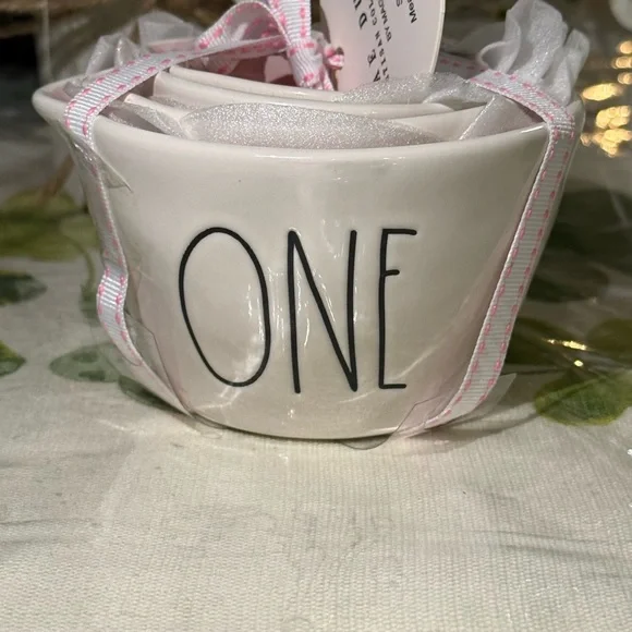Rae Dunn Pink and White Ceramic Measuring Cups