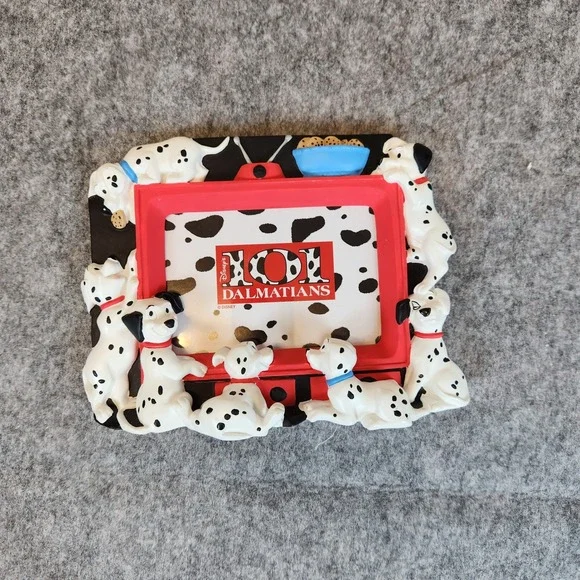 VTG Disney 101 Dalmatians Puppies Watching TV Photo Picture Frame Ceramic Decor