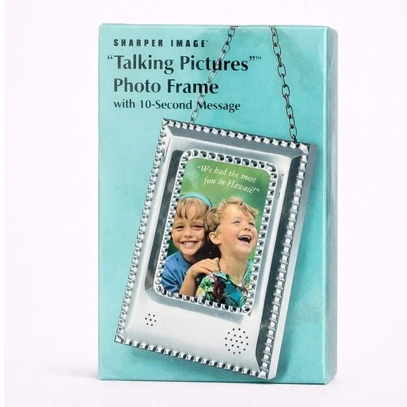 Sharper Image Talking Pictures Photo Frame Chrome 2x3 Recordable Message PT810‎