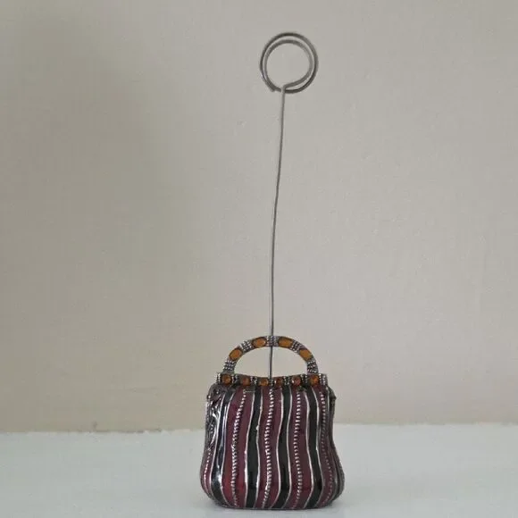 Card/Picture Holder With Metal Anchor In Shape Of A Purse