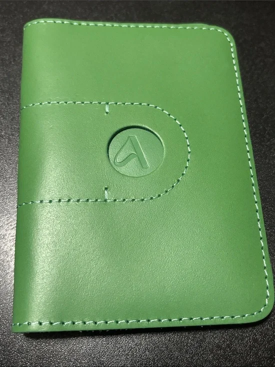 Avocado Green Leather Passport Holder With Area For AirTag By ALLIVE
