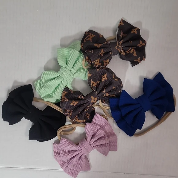 Handmade Ponytail Holder Bow Hair Headband Accessories Multicolor Set