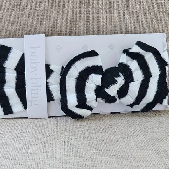 Baby Bling Headband baby White/Black Striped Baby Head Band Brand: Baby Bling